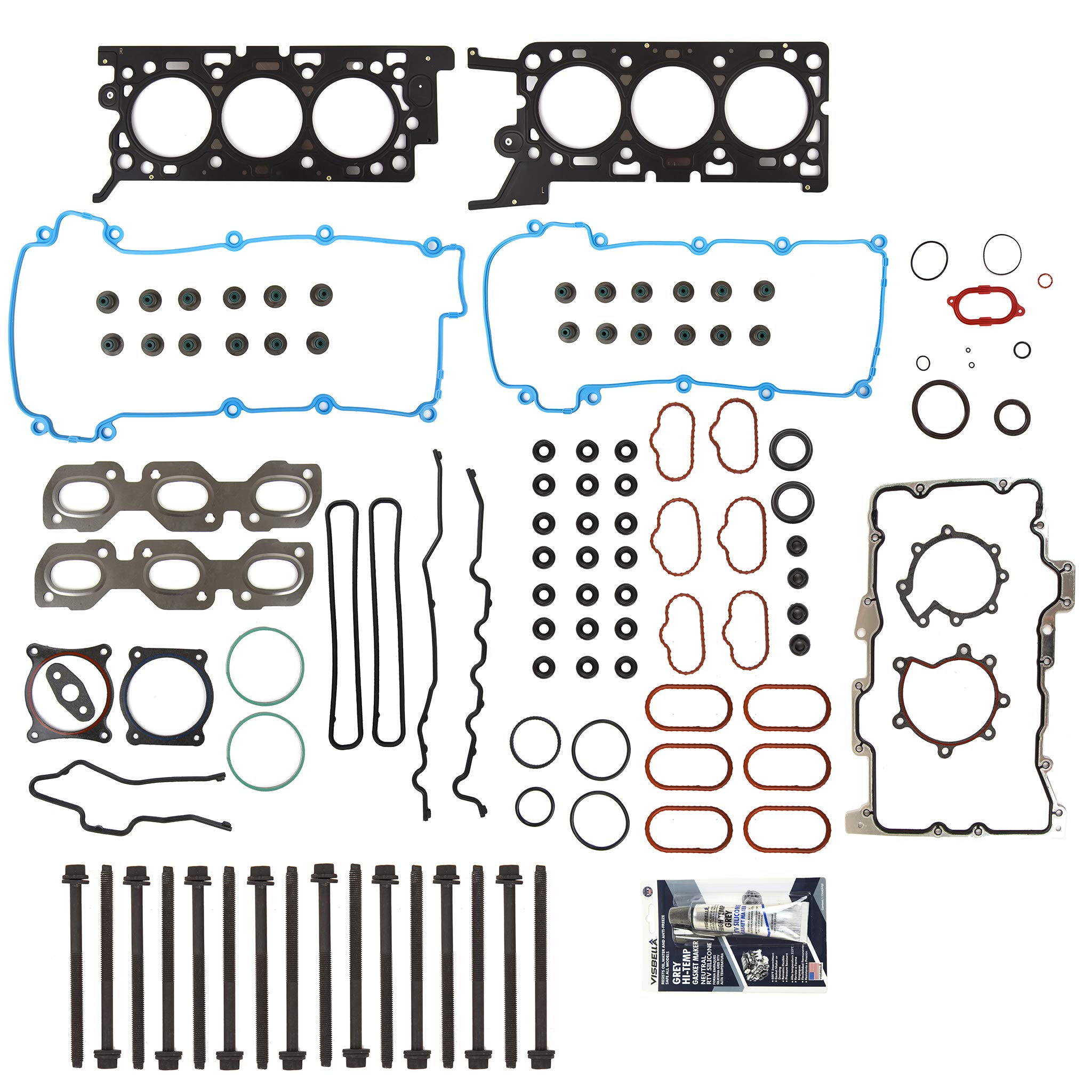 MA-9761261534 Full Gasket Set with Head Bolts Compatible with 2002-2007 Jaguar X-Type 3.0L V6 DOHC 24V Engine - Perfect for Engine Rebuild & Repair Projects
