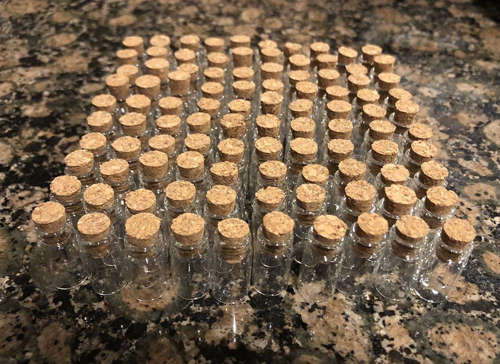100pcs 0.5ml Clear Glass Vials with Corks - Small Empty Sample Bottles (18x10mm) for Essential Oils, Perfume, DIY Crafts & Science Experiments