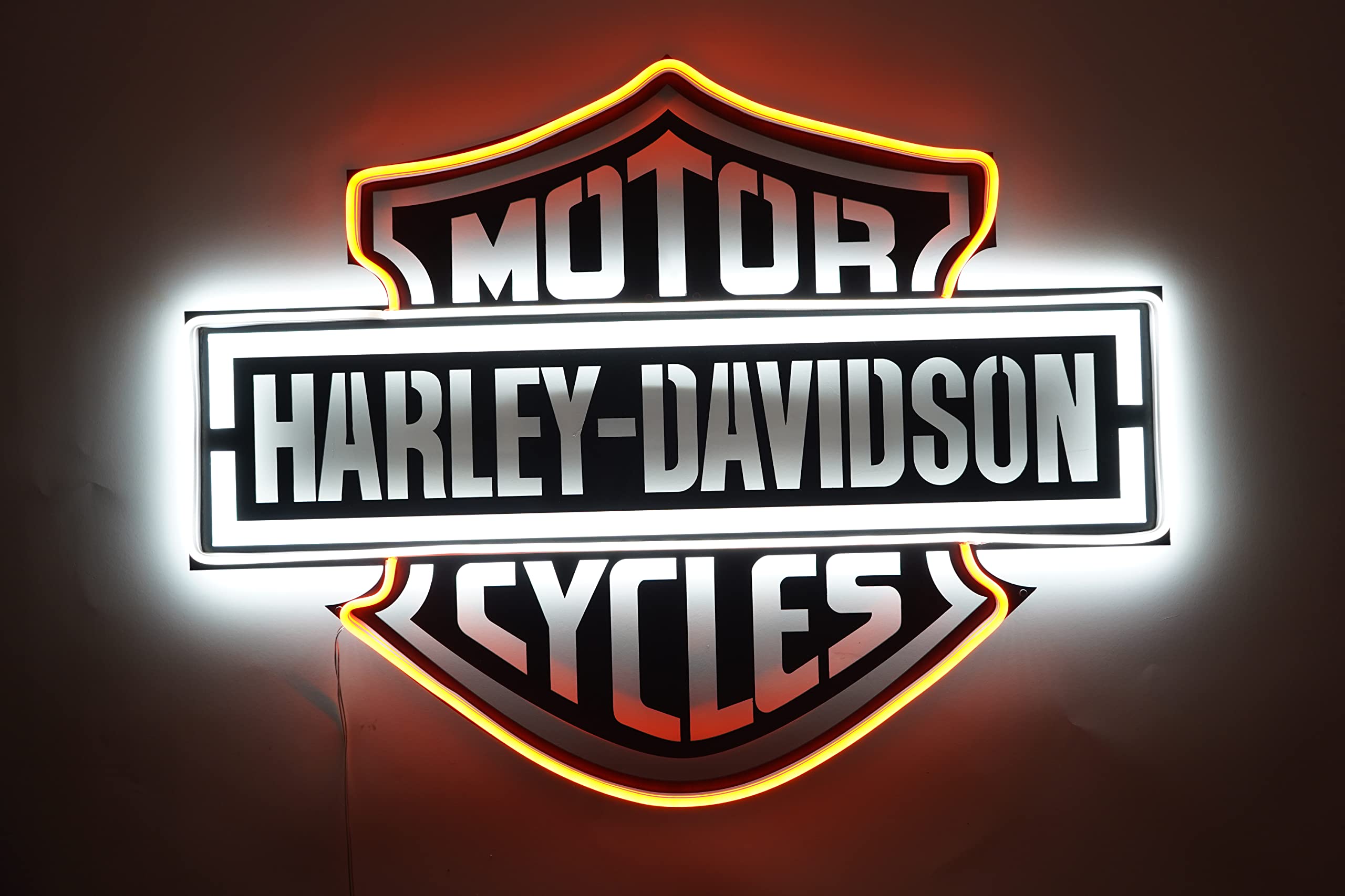 Harley Davidson Neon LED Sign - Durable Metal Wall Art for Motorcycle Lovers, Perfect Harley Gifts for Men, Dad, Bikers - 35