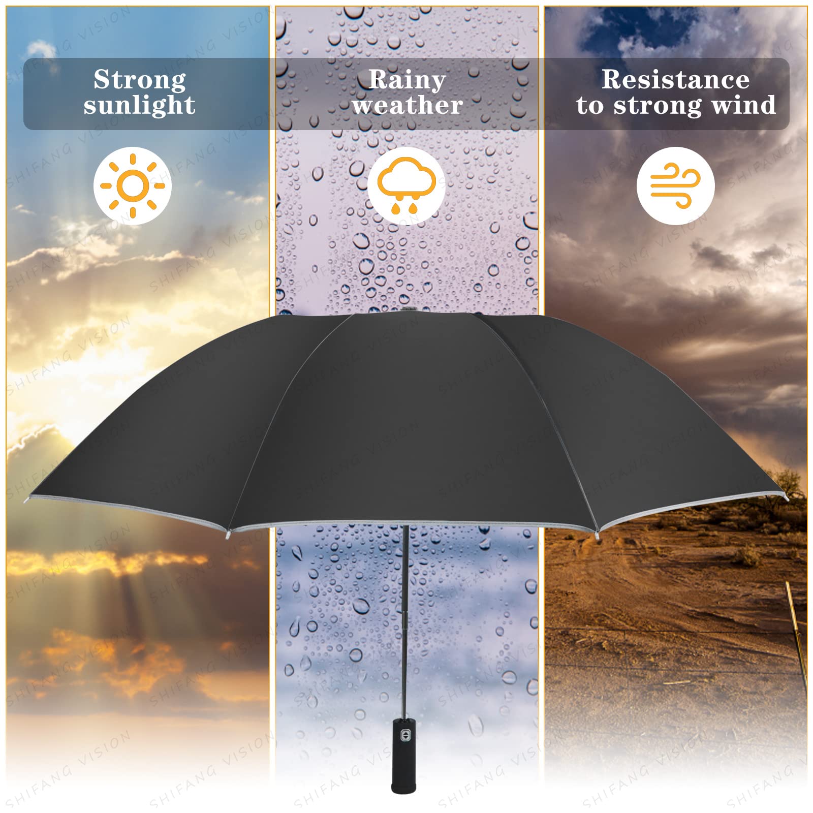 Windproof Travel Umbrella - Auto Open/Close Compact Rain Umbrella with Strong Metal Frame, Waterproof & Durable for Men Women - Perfect for Commuting, Business Trips & Outdoor Adventures