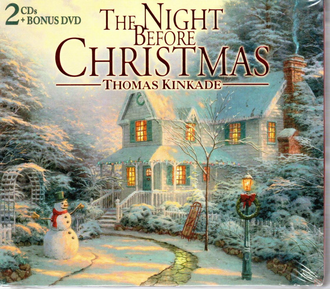 Thomas Kinkade Night Before Christmas Painting - Holiday Wall Art Decor for Living Room, Bedroom & Christmas Home Decoration