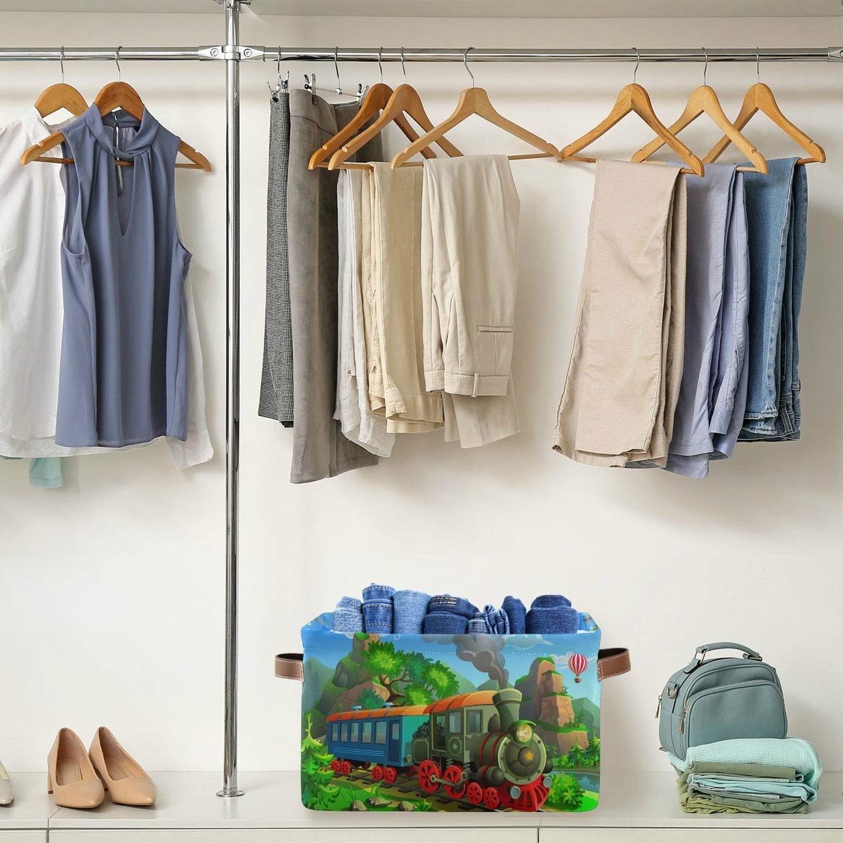 AUUXVA Collapsible Fabric Storage Bins with Handles - 2 Pack Rectangle Storage Boxes for Closet, Nursery, Home Office & Shelf Organization | Perfect for Kids' Toys, Blankets & Home Decor