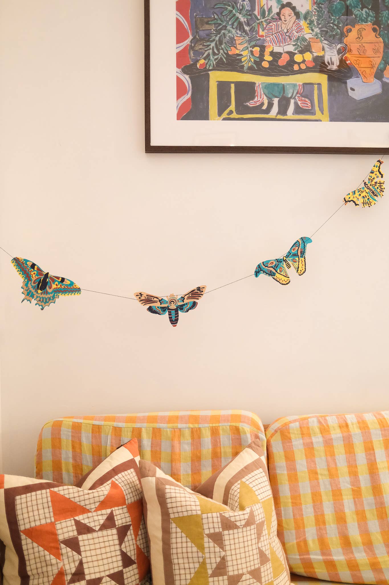 Handmade Moth Sewn Garland - Boho Home Decor for Wall, Nursery, Wedding & Party Backdrop | Natural Cotton & Linen Fabric