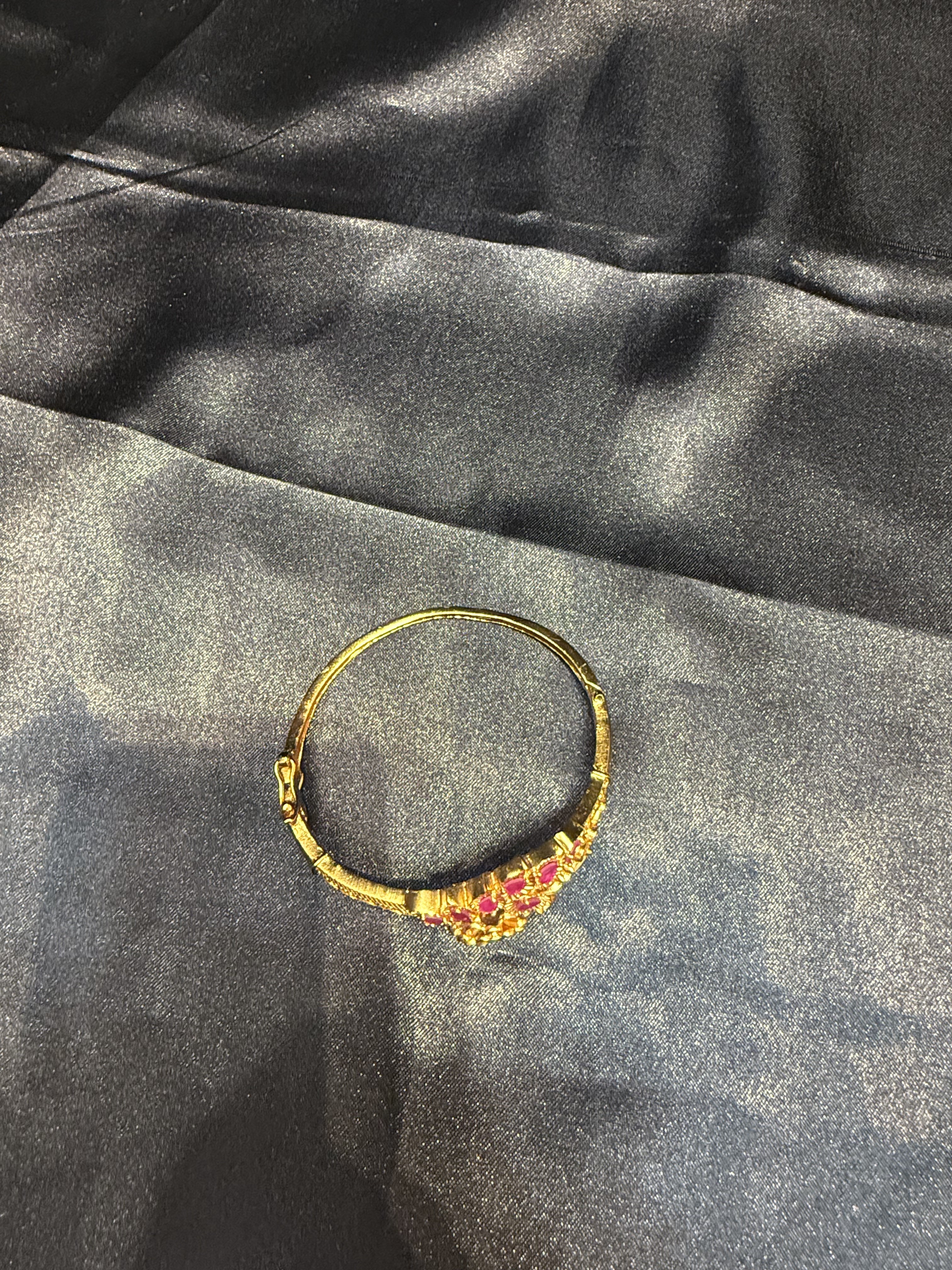 Elegant Gold Plated Bracelet with Pink & Green Stones, Floral Leaf Design - Perfect for Weddings, Parties & Gift Giving
