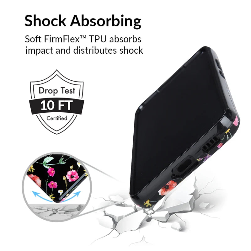 Samsung Galaxy Phone Case with Black Wildflower Design - Durable Protective Cover for Everyday Use, Travel & Outdoor Activities