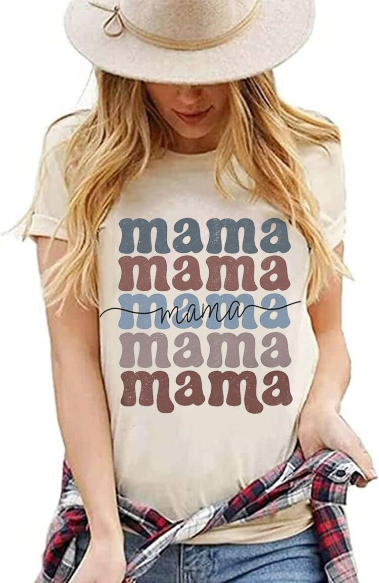 Funny Dog Mom T-Shirts for Women - Cute Graphic Letter Print Short Sleeve Tee - Perfect for Mother's Day Gifts & Pet Lovers