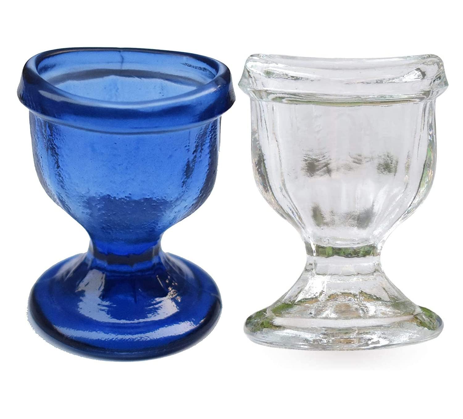 Soulvinee Glass Eye Wash Cup Set of 2 - White or Blue - Gentle Eye Cleansing Solution for Contact Lens Wearers & Allergy Relief - Perfect for Home, Office & Travel First Aid Kits