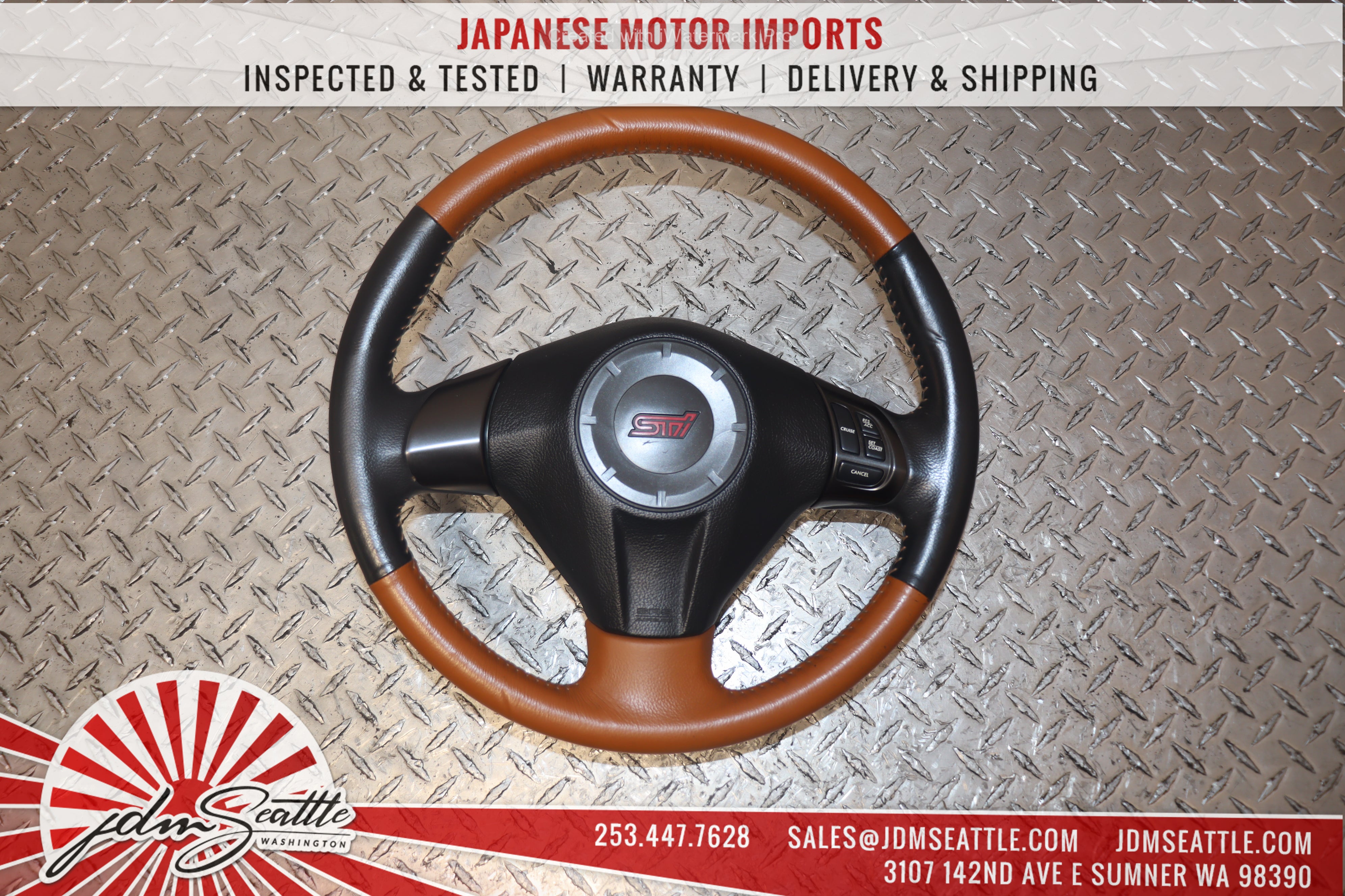 2008-2014 Subaru Impreza WRX STI Premium GRB GVF Complete Leather Power Seats Set with Steering Wheel - Front & Rear Seats for JDM Car Enthusiasts | Perfect for Upgrades & Restorations