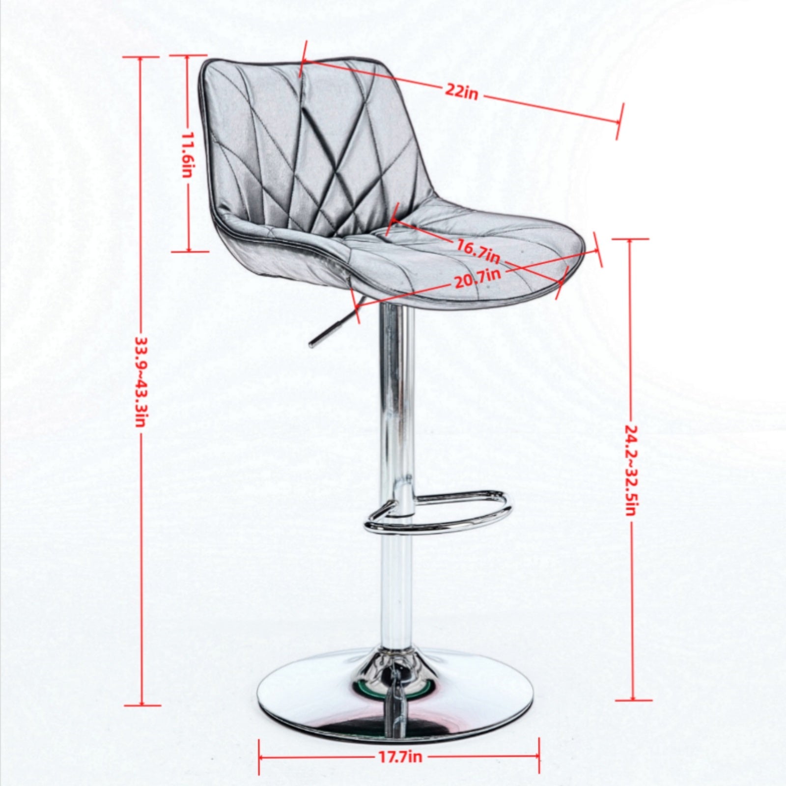 **Adjustable Swivel Counter Height Bar Stools with Back - Set of 2, Gray - Perfect for Kitchen Island, Breakfast Bar & Dining Room**