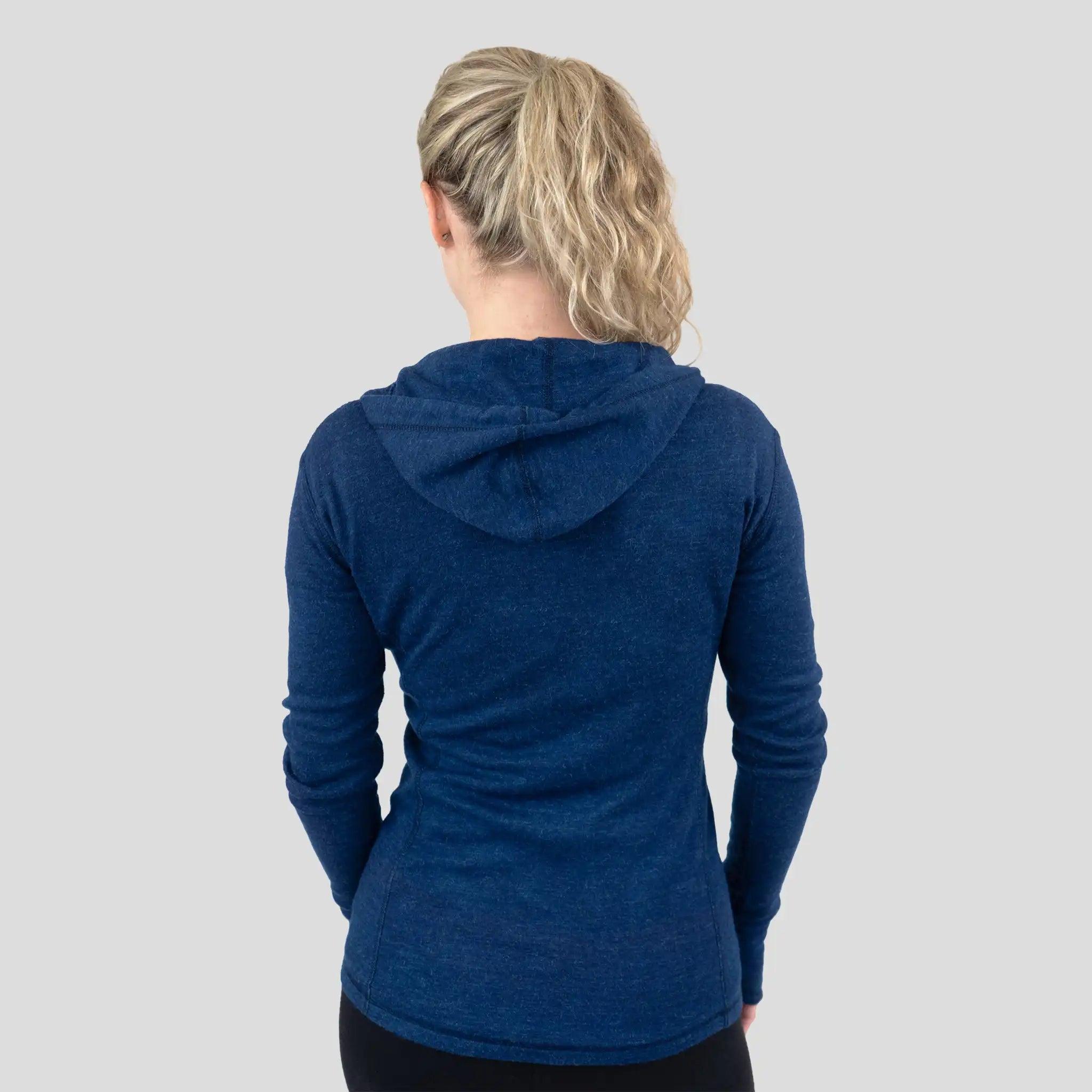 Women's Lightweight Alpaca Wool Hoodie - 300 GSM Half Zip Pullover for Outdoor Hiking & Casual Wear