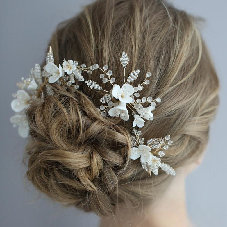 Elegant Gold Bridal Hair Comb & Pin Set (C172) - Perfect for Weddings, Prom, and Special Occasions - Wholesale Bulk Orders