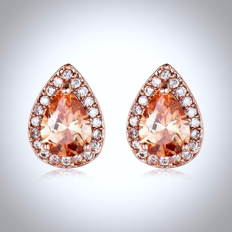 Elegant Rose Gold Bridal Hair Comb Set with Matching Earrings - Perfect for Weddings, Prom & Special Occasions
