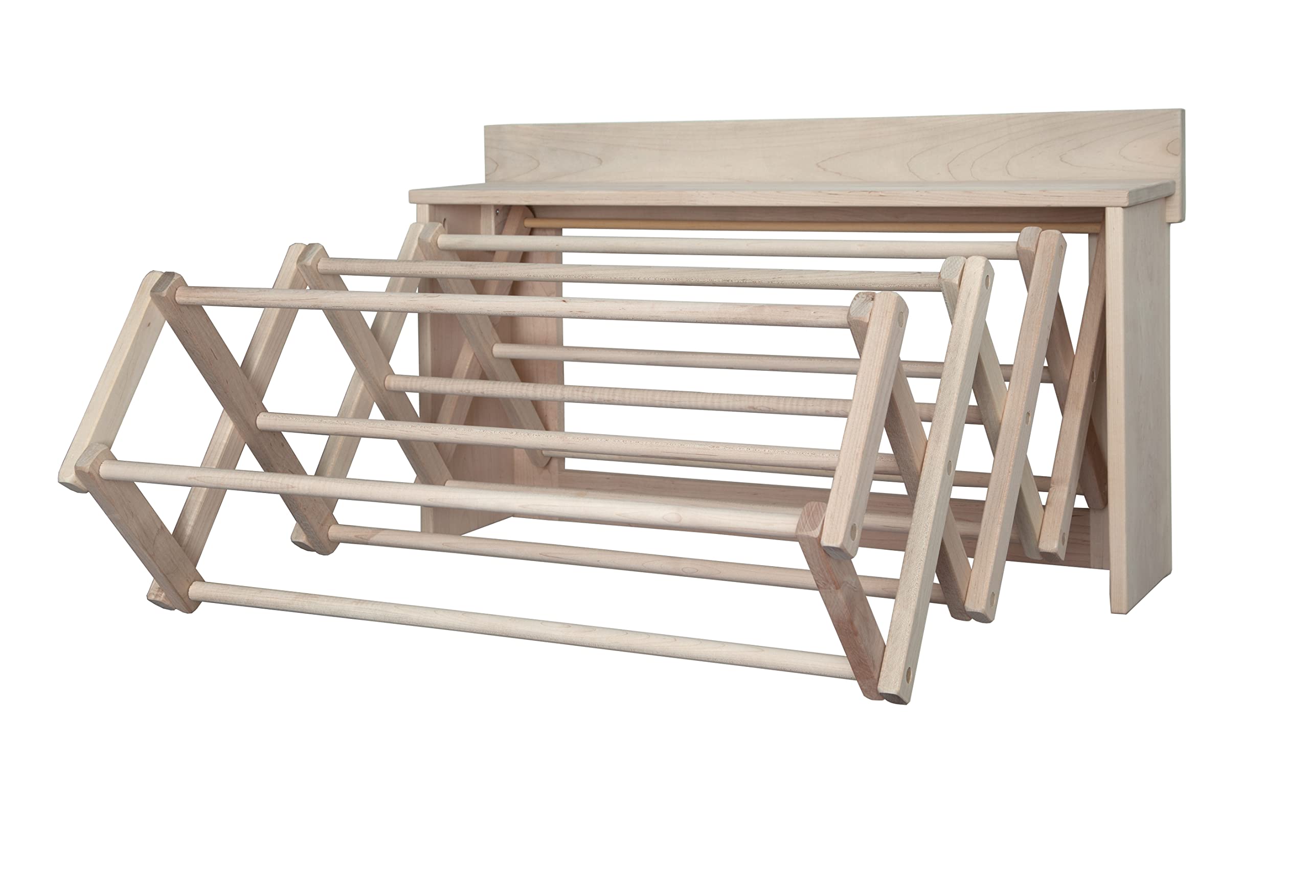 Wall-Mount Clothes Drying Rack - Space Saving Wooden Laundry Airer for Towels & Garments | Farmhouse Rustic Style | Indoor Laundry Room Organization | Perfect for Small Apartments, Bathrooms & Farmhouse Decor