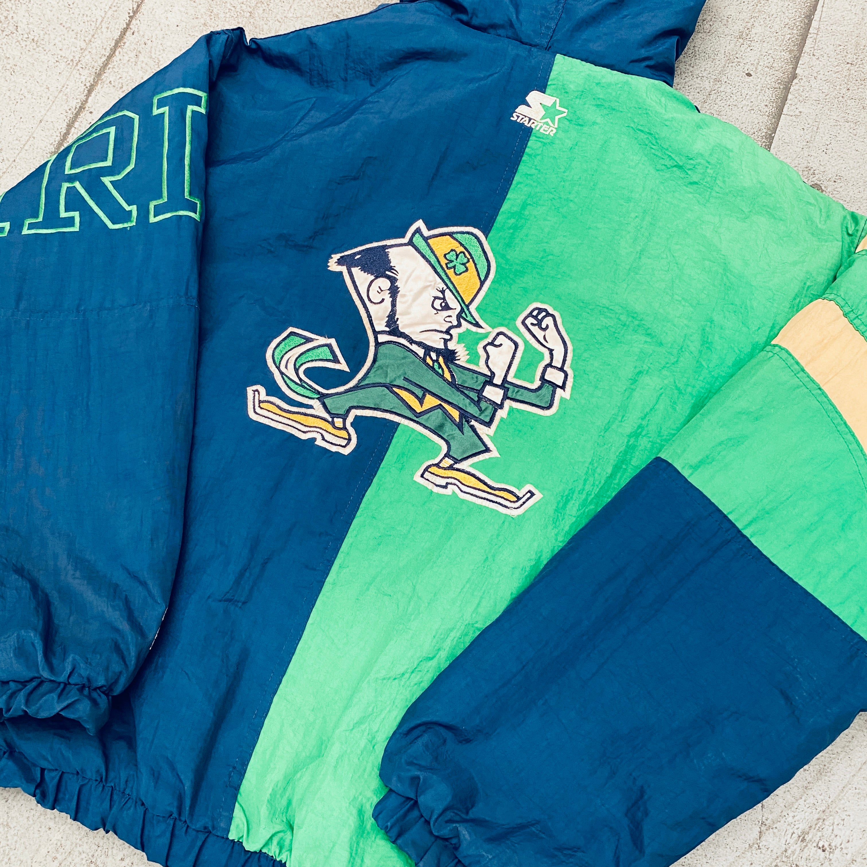 Notre Dame Fighting Irish Vintage 1990s 1/4 Zip Split Back Starter Breakaway Jacket - Men's Medium - Perfect for Game Day & College Fan Apparel