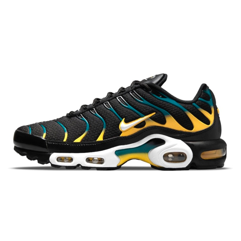 Nike Air Max Plus Running Shoes for Men - Black/Teal/Yellow Colorway | Cushioned Comfort & Style for Jogging, Gym & Casual Wear