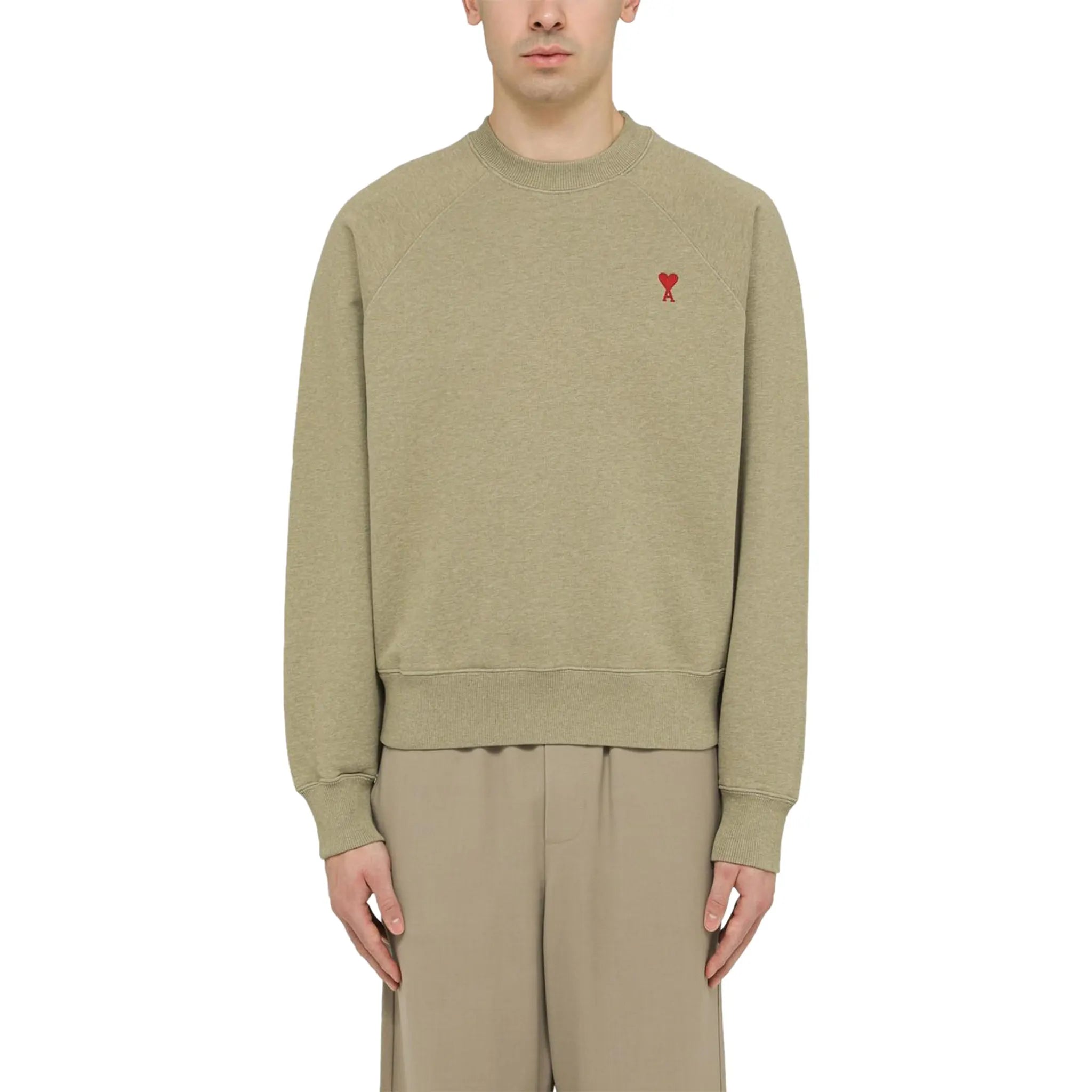 Ami Paris Ami De Coeur Green Sweatshirt for Men | Casual Pullover Hoodie | Streetwear Fashion | Perfect for Everyday Wear & Urban Outfits