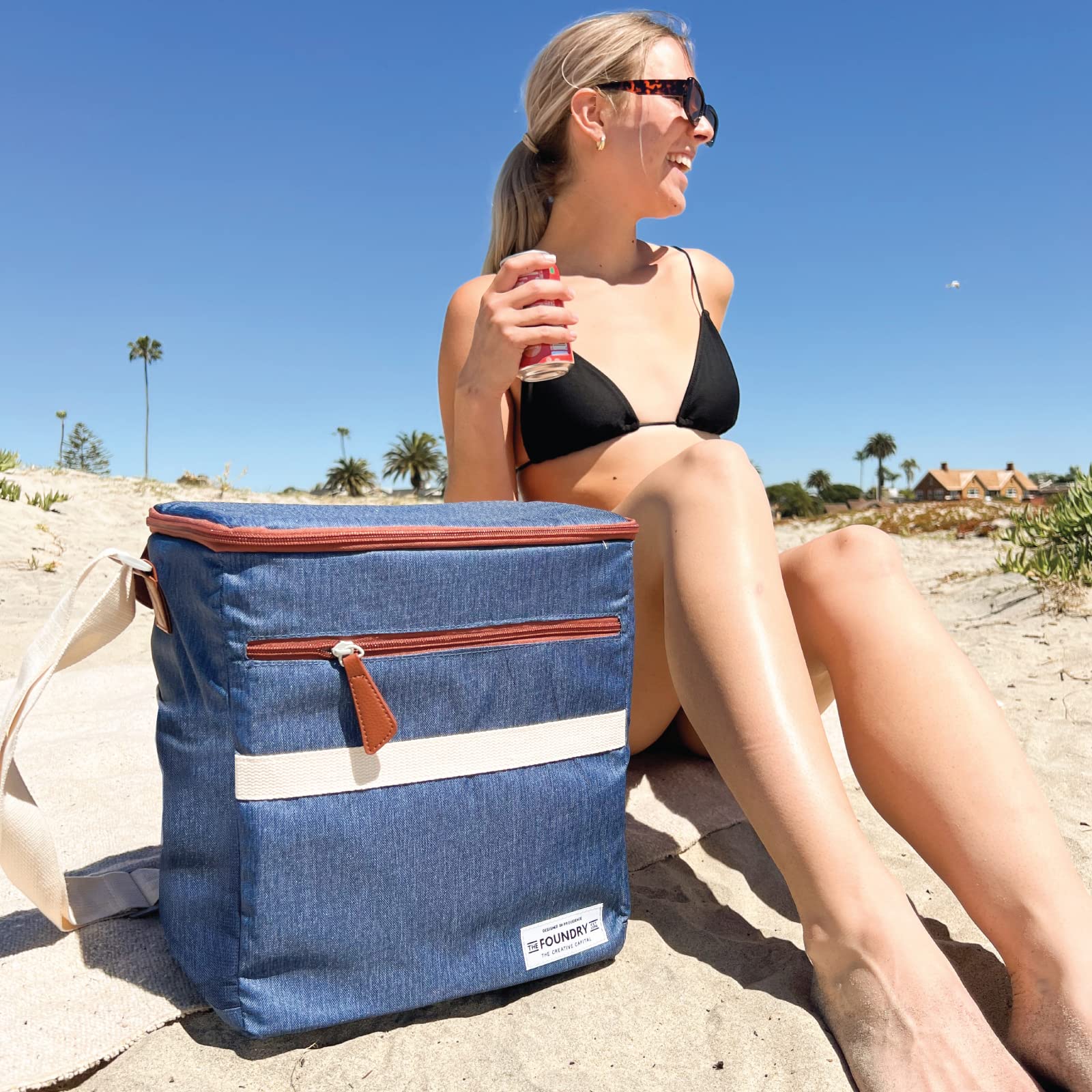 Fit & Fresh Foundry Soft Cooler Bag - Insulated Leak Proof 12 Can Cooler for Men & Women | Portable Travel, Beach & Picnic Cooler with Removable Hard Liner | Stain Resistant | Perfect for Camping, Tailgating & Outdoor Activities