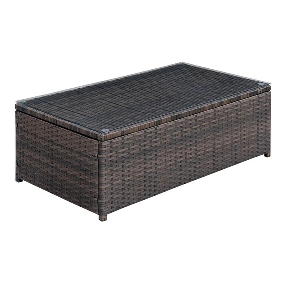Furniture of America Daley Rattan Outdoor Sectional Sofa Set - 5-Piece Brown Wicker Patio Furniture for Backyard, Poolside & Garden Lounge