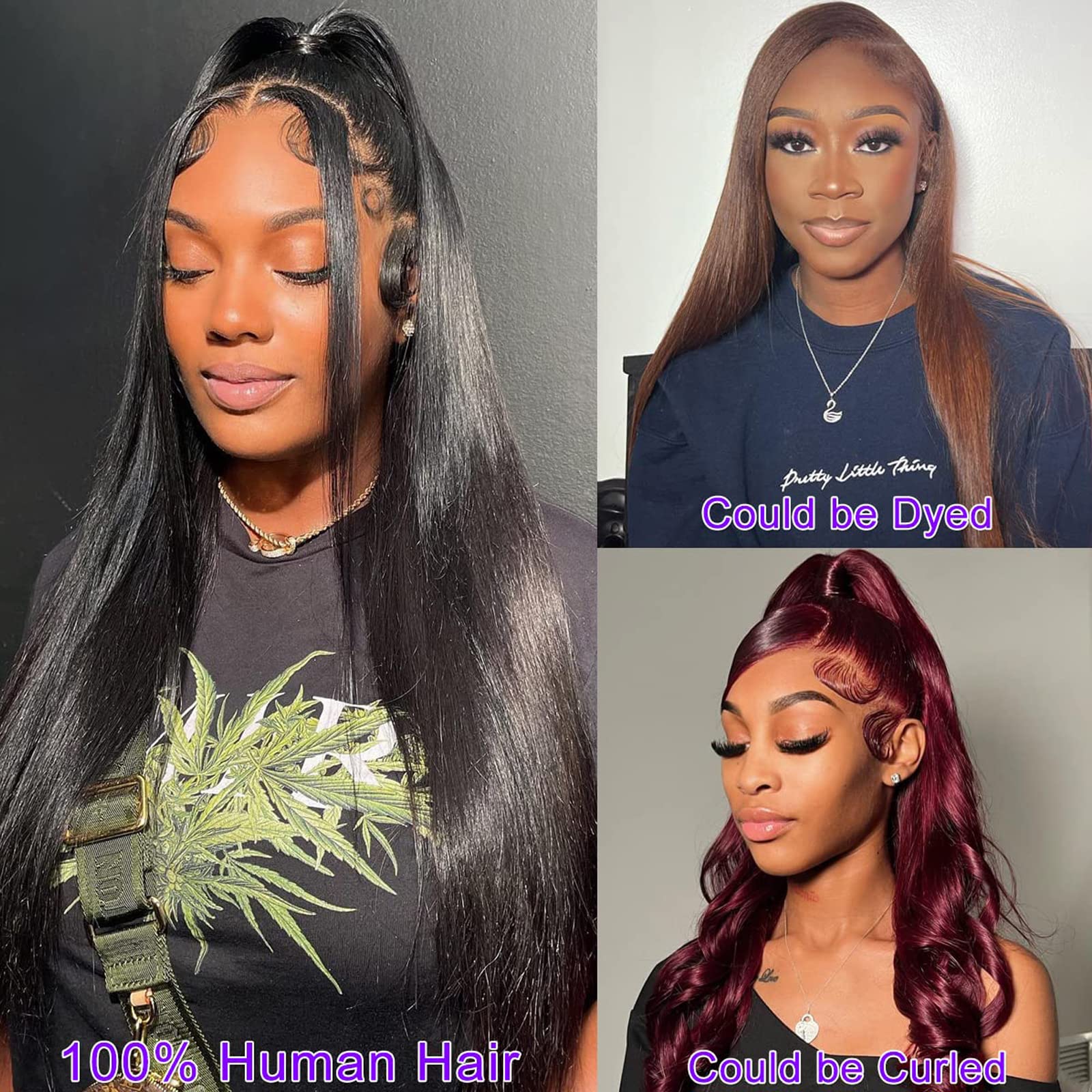 ALLRUN 100% Unprocessed Brazilian Straight Virgin Human Hair Bundles with Closure - 3 Bundles + Free Part (22, 24, 26 Inches + 20