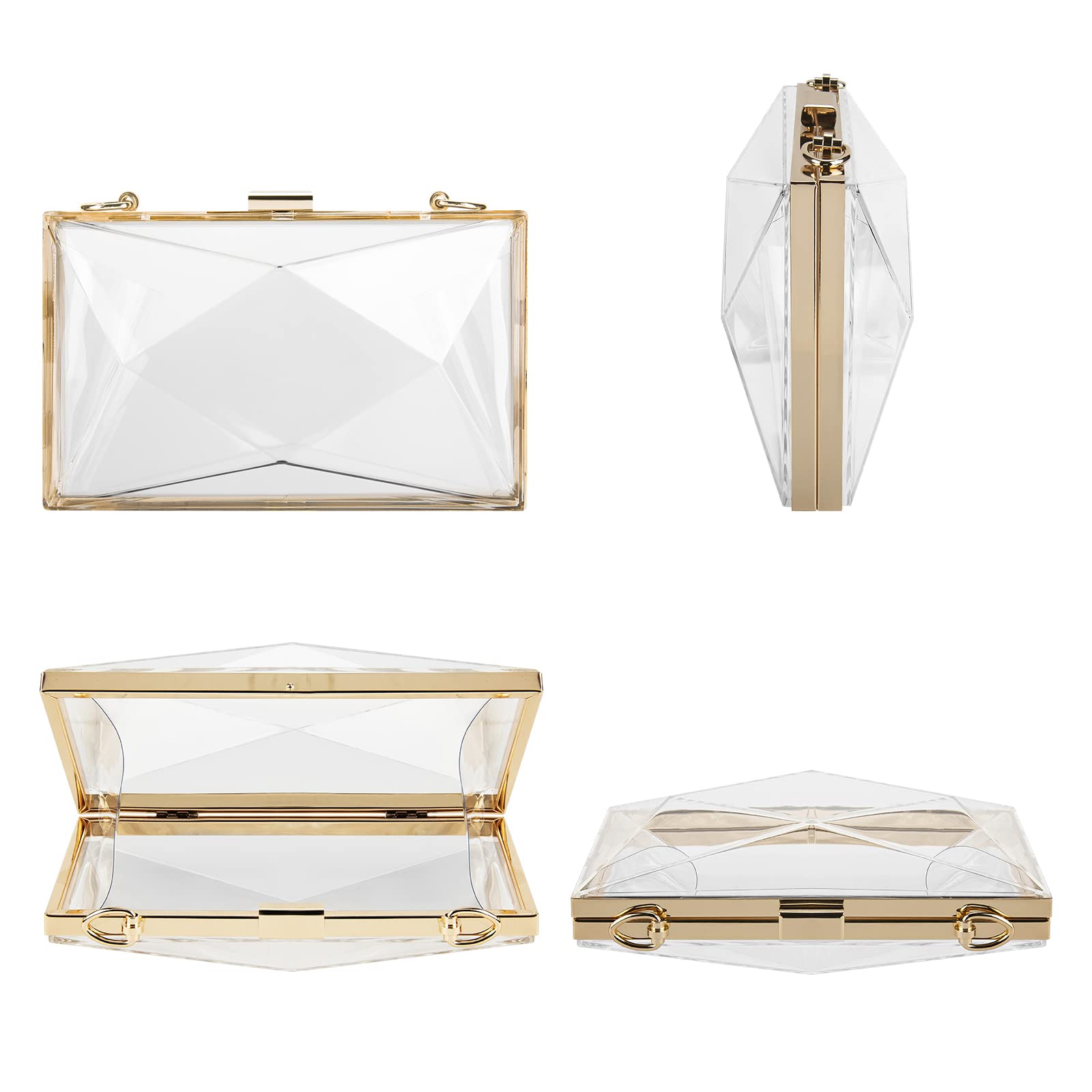 Women's Clear Acrylic Clutch Purse - Transparent Rhombus Evening Bag for Party, Wedding & Special Occasions | Crossbody Shoulder Handbag for Women | Perfect for Prom, Bridal Shower & Night Out