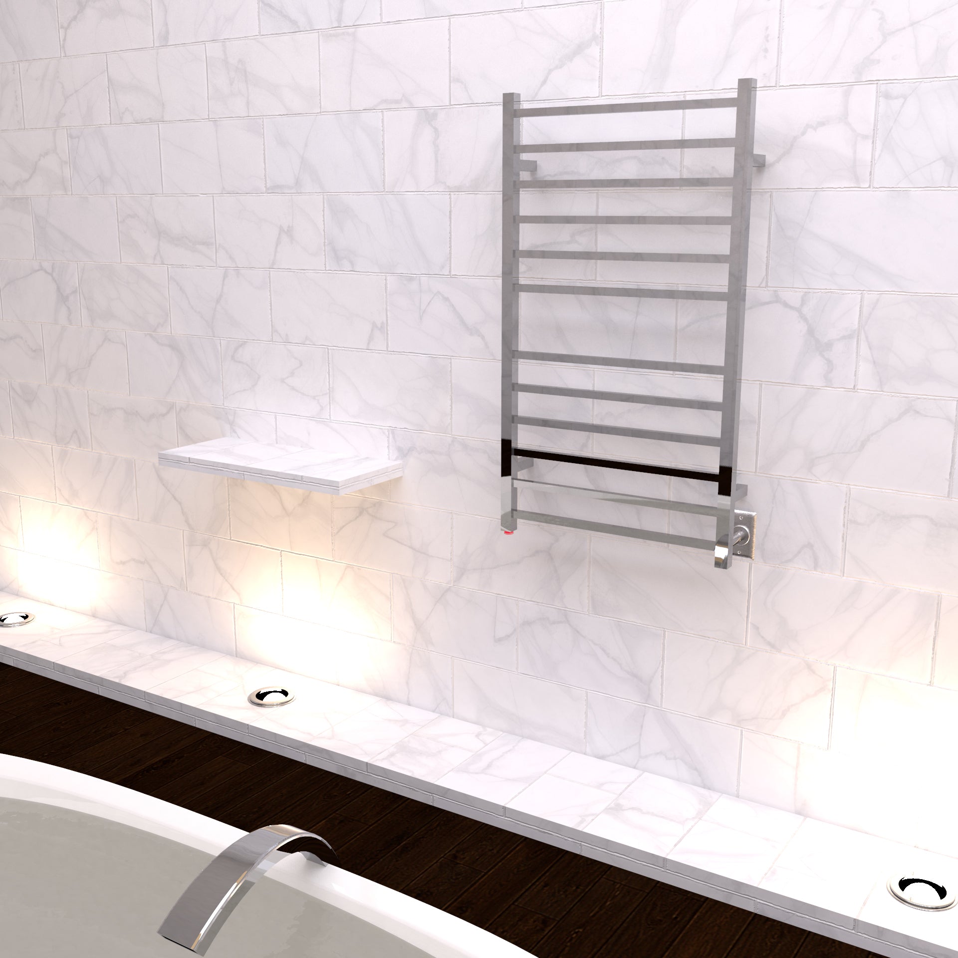 Amba RSWHL Radiant Large Hardwired Square Towel Warmer - Premium Bathroom Heated Towel Rack for Spa, Luxury Home & Hotel Use
