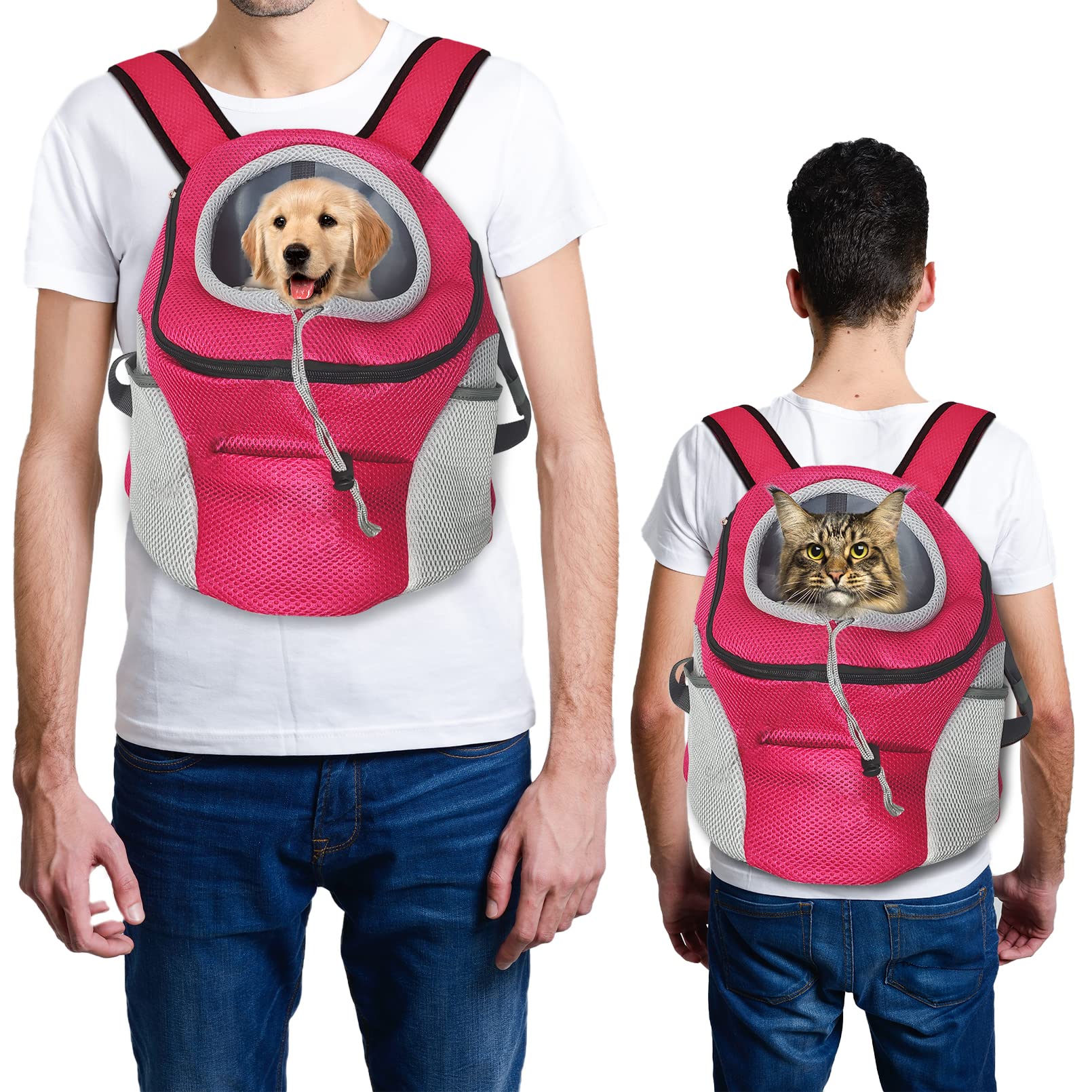 Fhiny Dog Carrier Backpack - Comfortable Pet Puppy Front Carrier with Breathable Head Out Design & Padded Shoulder Straps for Walking, Biking, Hiking, Camping - Perfect for Outdoor Adventures and Daily Commutes