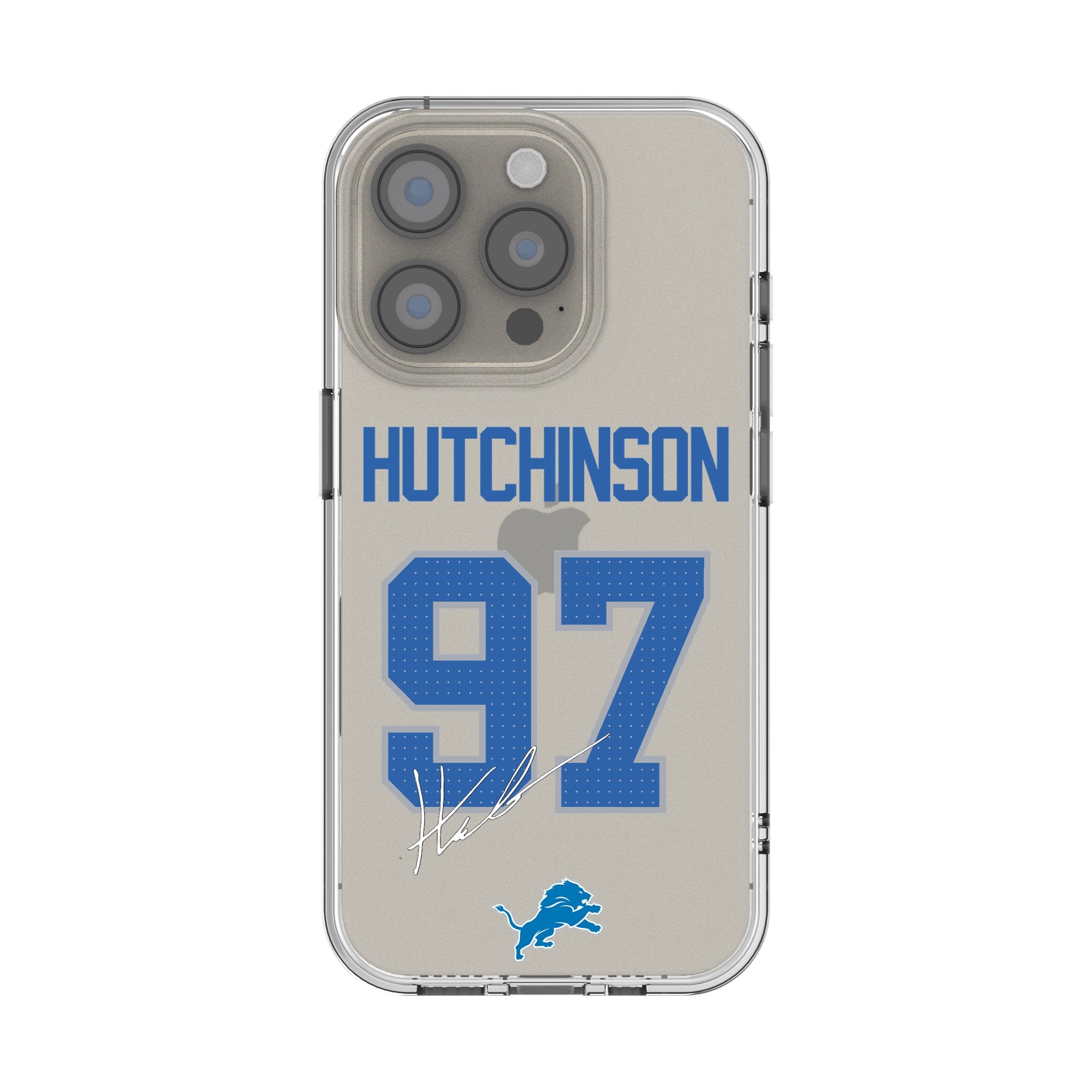 Aidan Hutchinson Detroit Lions 97 Game Tactical Clear Phone Case for iPhone 14/13/12/11 Pro Max - Shockproof Protective Cover for Football Fans & Sports Enthusiasts