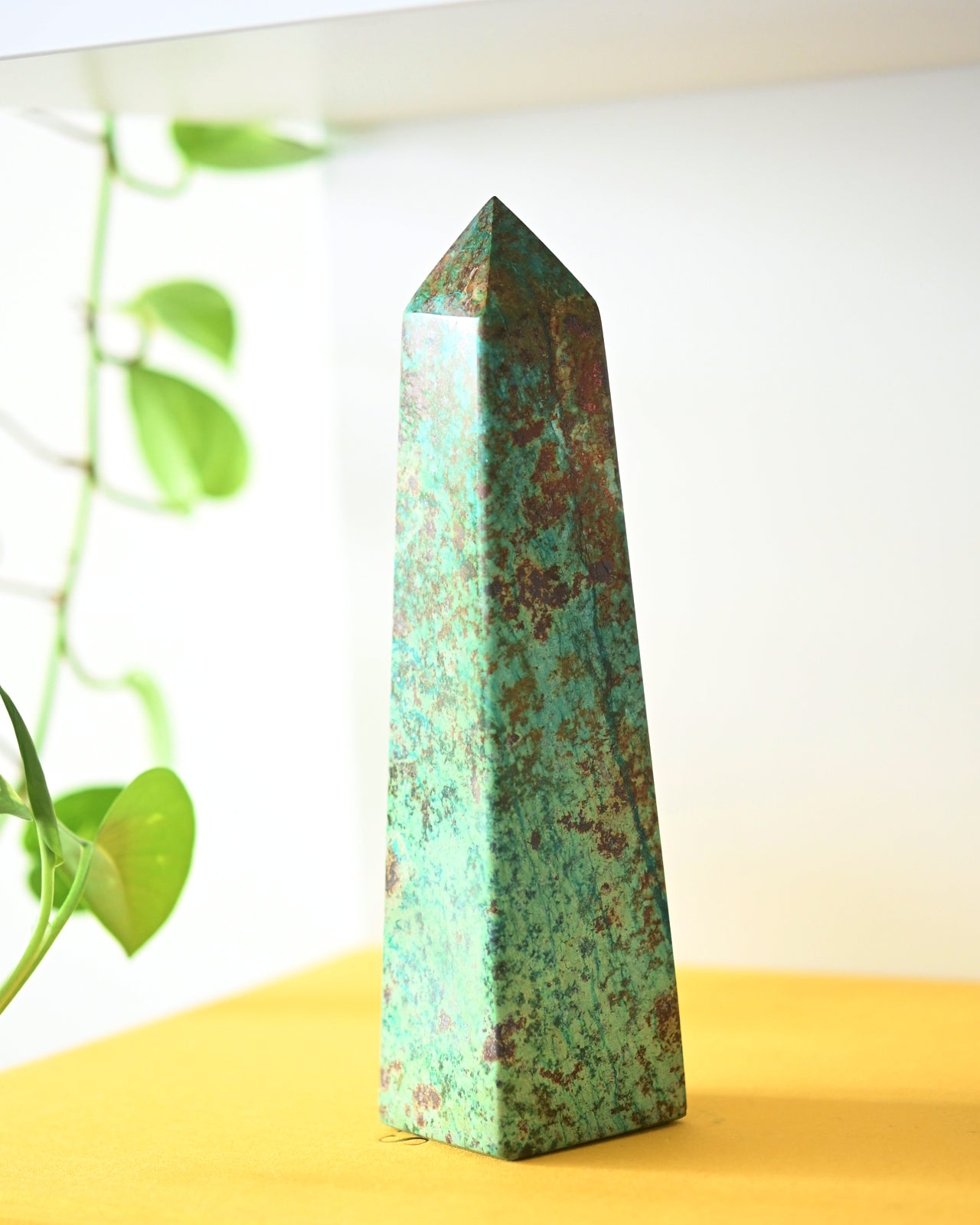 Chrysocolla Obelisk 8 Inch - Natural Healing Crystal Tower for Meditation, Reiki & Home Decor | Perfect for Spiritual Healing, Energy Work & Feng Shui