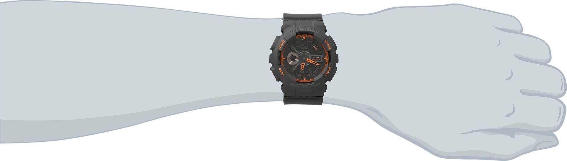 Casio GA-110TS-1A4 G-Shock Analog-Digital Men's Watch with Grey Resin Band - Shock Resistant, Waterproof for Outdoor Sports, Work & Daily Wear