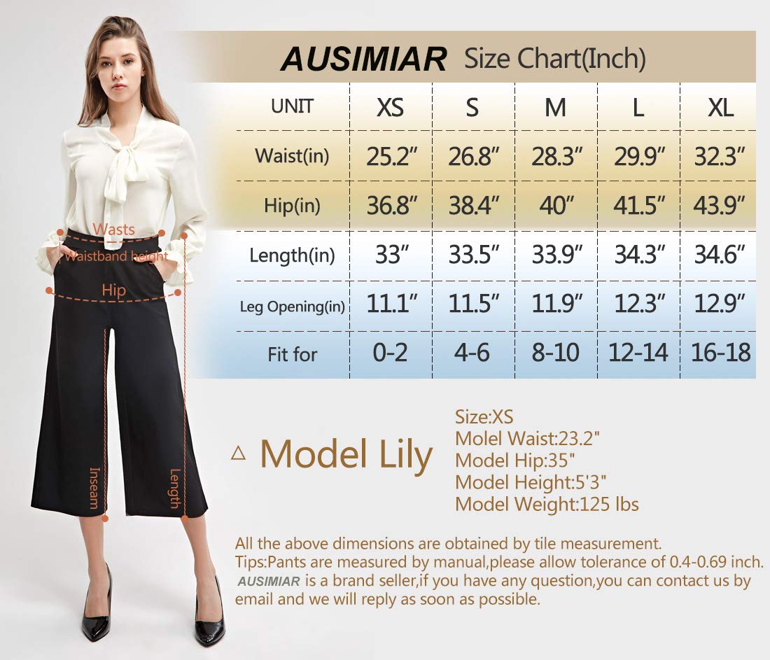 Women's Wide Leg Capri Pants with Pockets - Summer Casual & Business Pull-On Culottes - Perfect for Office Wear, Travel & Everyday Comfort