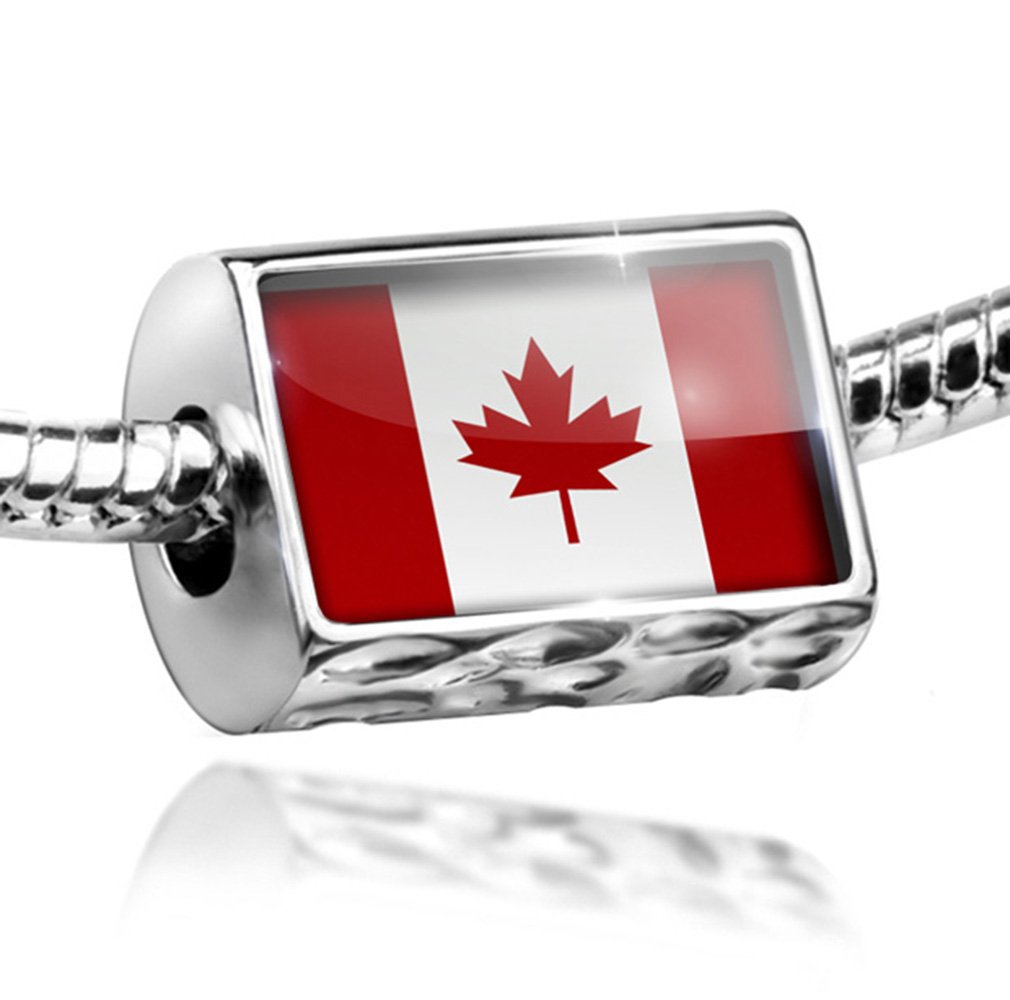 Charm Canada Flag Bead - Compatible with All European Bracelets | Perfect for Travel, Souvenirs & Patriotic Jewelry