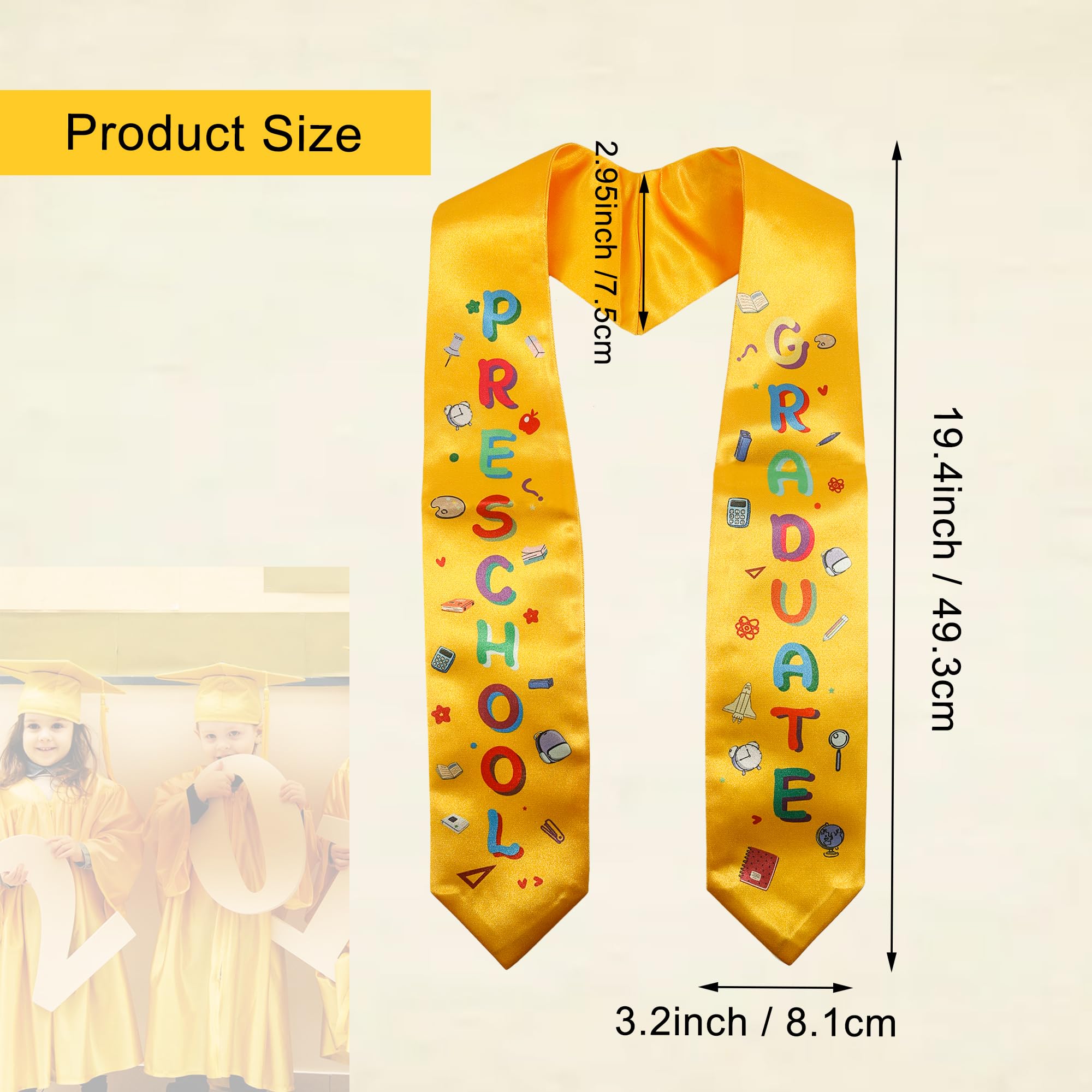 GraduatePro Preschool Graduation Stoles Bulk - Personalized Kids Graduation Sashes for Pre-K & Kindergarten - Perfect Graduation Gifts for Preschoolers (Class of 2024, School Ceremony, Photo Props)