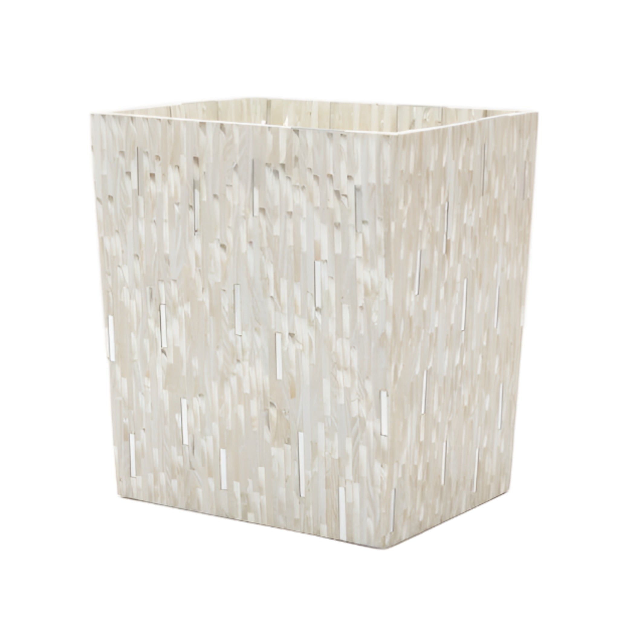 Cortona Silver Mixed Shell Finish Wastebasket - Elegant Trash Can for Home, Office & Bathroom | Stylish Metal Garbage Bin for Bedroom, Kitchen & Living Room Decor