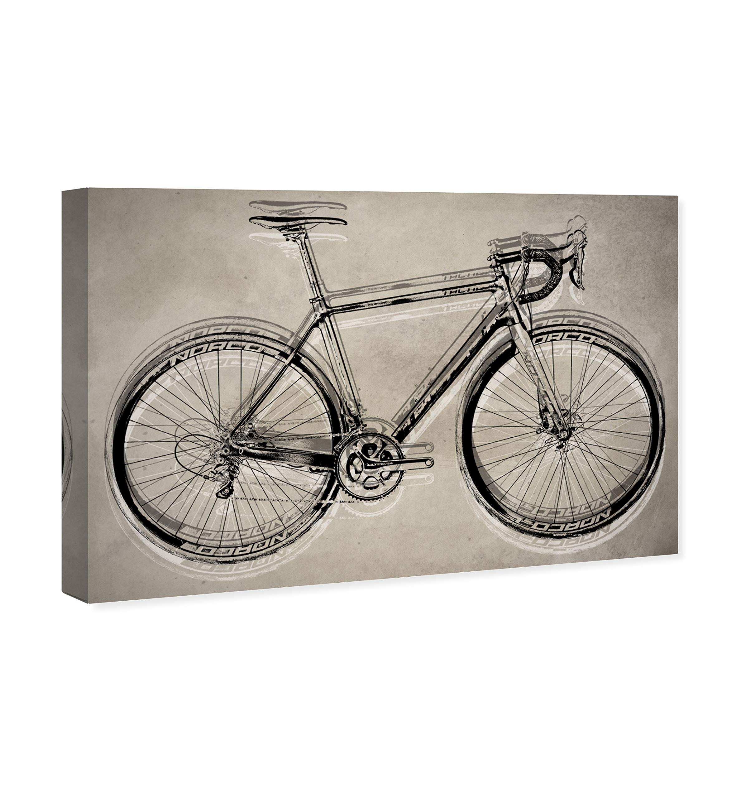 Oliver Gal Artist Co. 'Cycle Here' Transportation Wall Art Canvas Print - 45x30 Inches Black & Brown Modern Home Decor - Perfect for Living Room, Bedroom or Office Wall Art