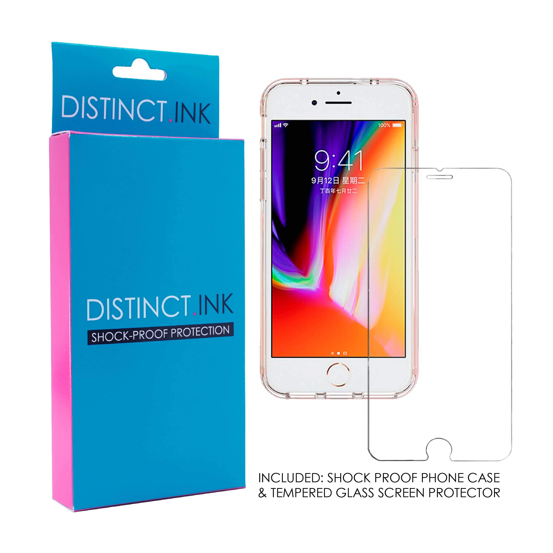 DistinctInk Clear Shockproof Hybrid Case for iPhone 7/8/SE (2020) 4.7