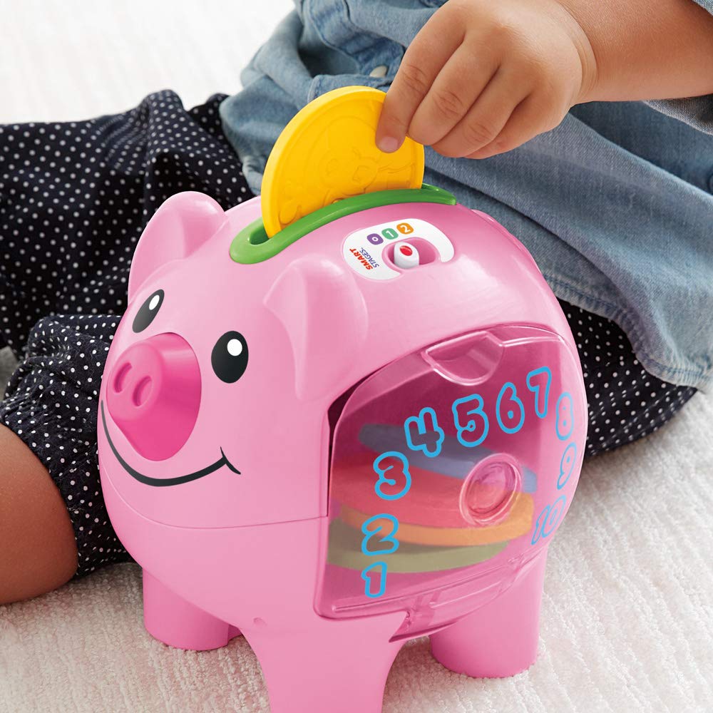 Fisher-Price Laugh & Learn Smart Stages Piggy Bank - Educational Toy with Songs & Phrases for Babies & Toddlers 6+ Months - Fun Money Learning for Early Childhood Development | Playtime & Interactive Learning Gift