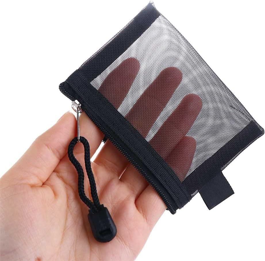 Small Zipper Pouch Mini Mesh Bags - Portable Coin Purse & Cosmetic Case for Travel, Home Storage & Organization - Perfect for Jewelry, Makeup, Coins & Small Essentials (Black)