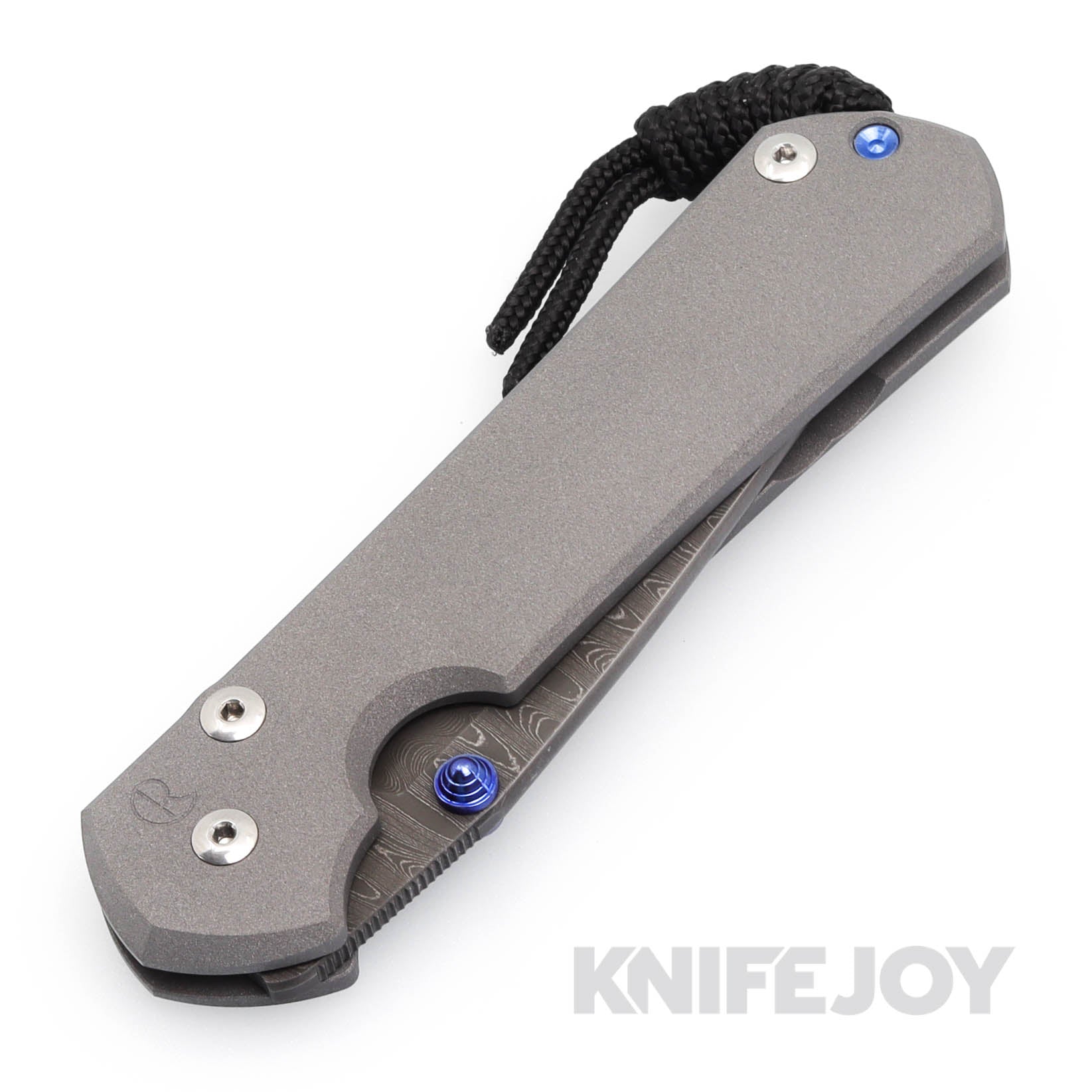 Chris Reeve Knives Large Sebenza 31 Plain Ladder Damascus Drop Point Folding Knife with Double Blue Lugs - Premium EDC Pocket Knife for Outdoor, Camping & Everyday Carry