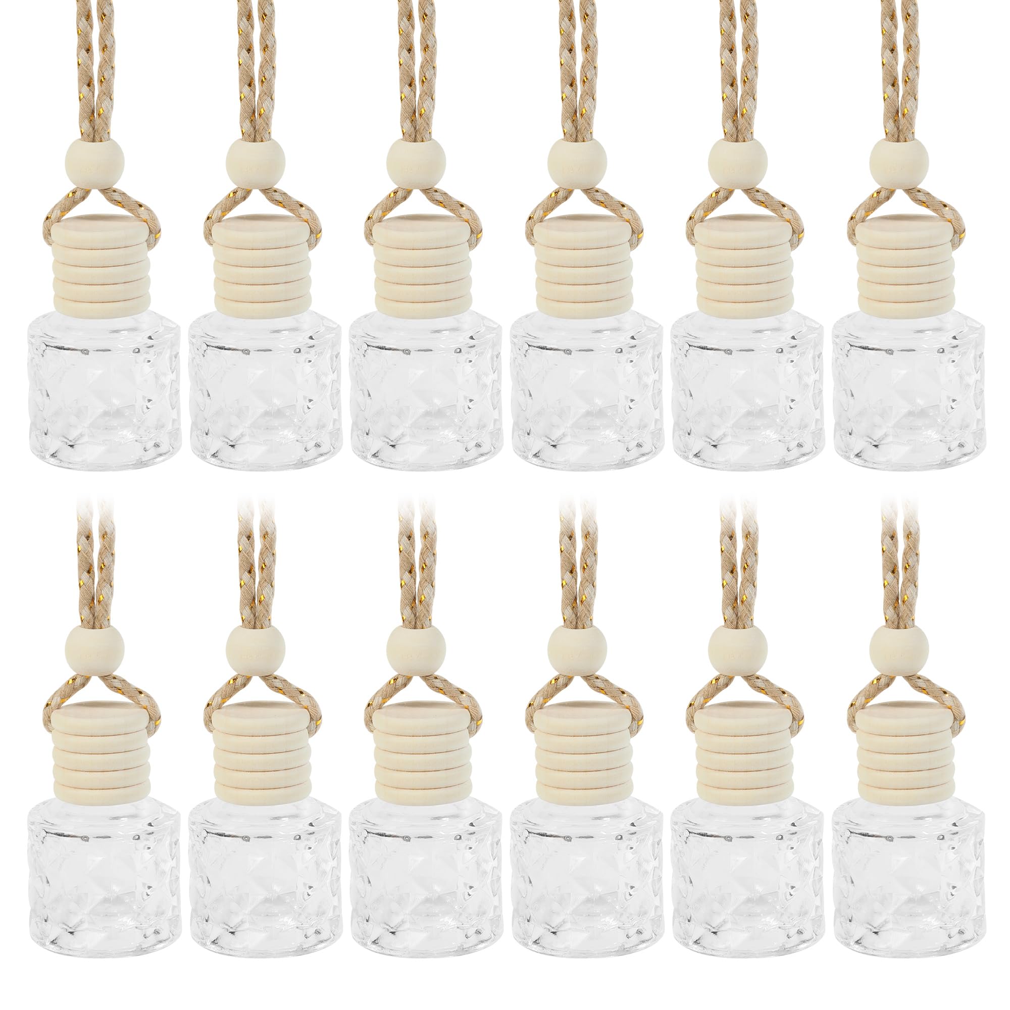 Premium Car Air Freshener Diffuser - Hanging Aromatherapy Essential Oil Diffuser for Cars, Empty Glass Perfume Bottles & Car Accessories (Rhombus Shape) - Perfect for Long Drives, Daily Commutes & Car Interior Refresh