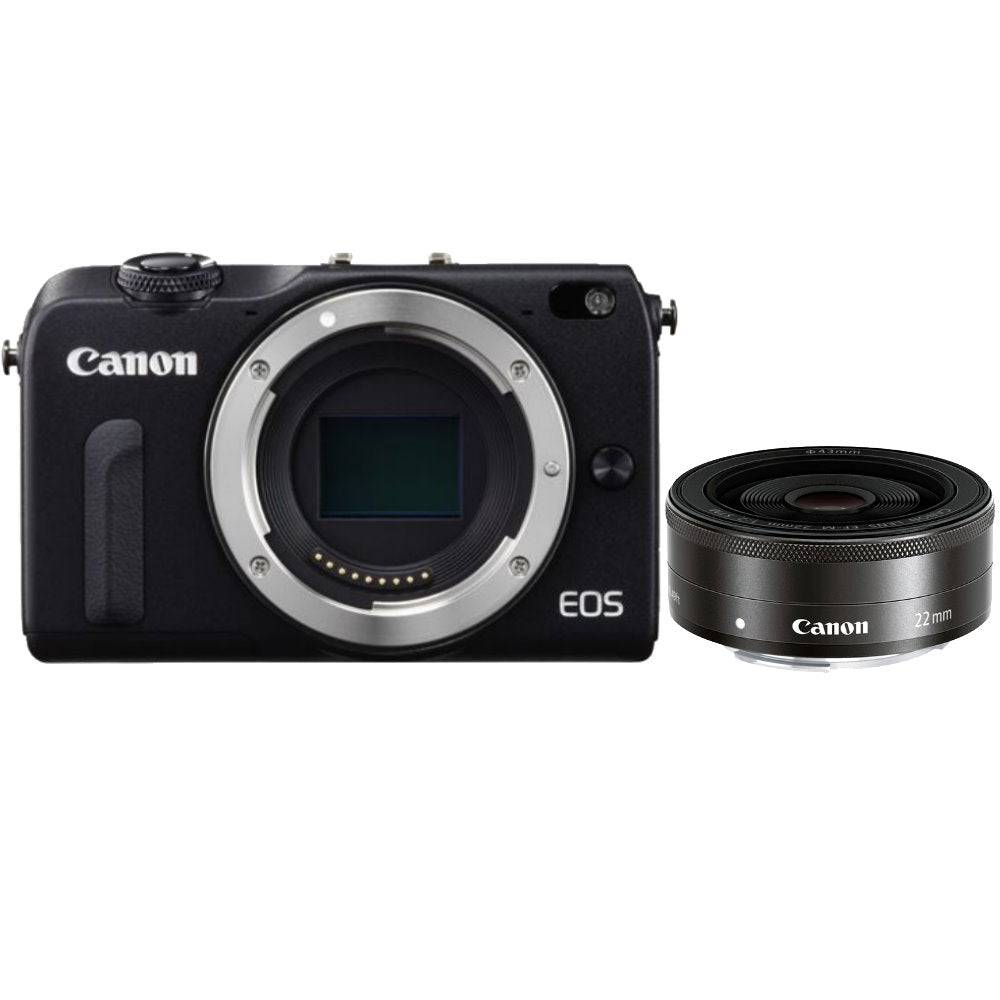 Canon EOS M Mirrorless Digital Camera with EF-M 22mm f/2 STM Lens (Black) - Perfect for Travel Photography & Vlogging