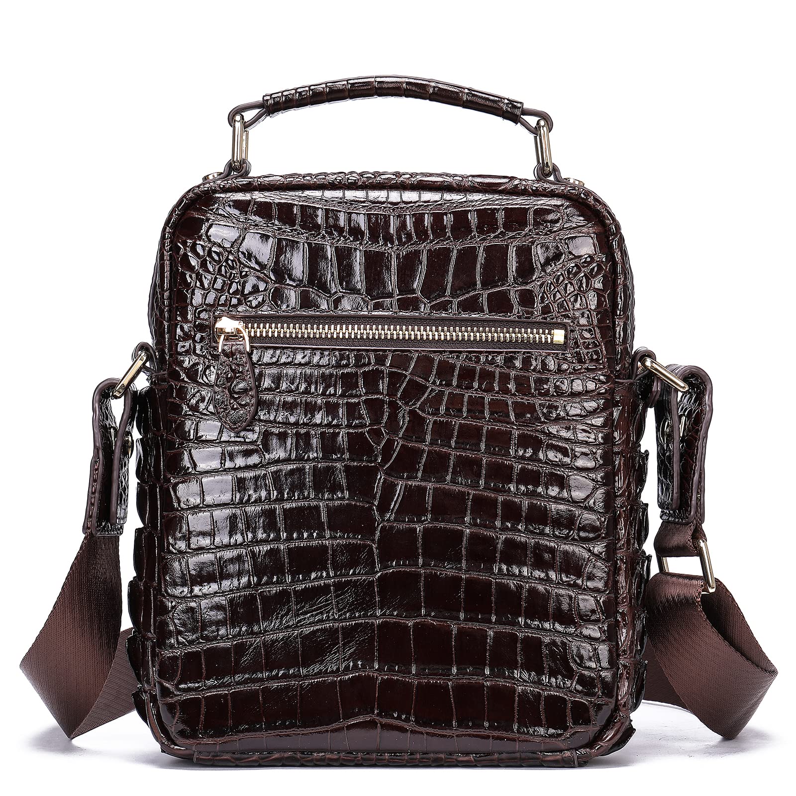 NIUCUNZH Men's Crocodile Leather Crossbody Bag - Small & Stylish Chest Bag for Travel, Work & Everyday Use - Perfect Gift for Men (Brown)