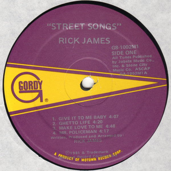Rick James Street Songs Vinyl LP Album - Very Good (VG) Condition - Perfect for Vintage Music Collectors & 80s Funk Lovers