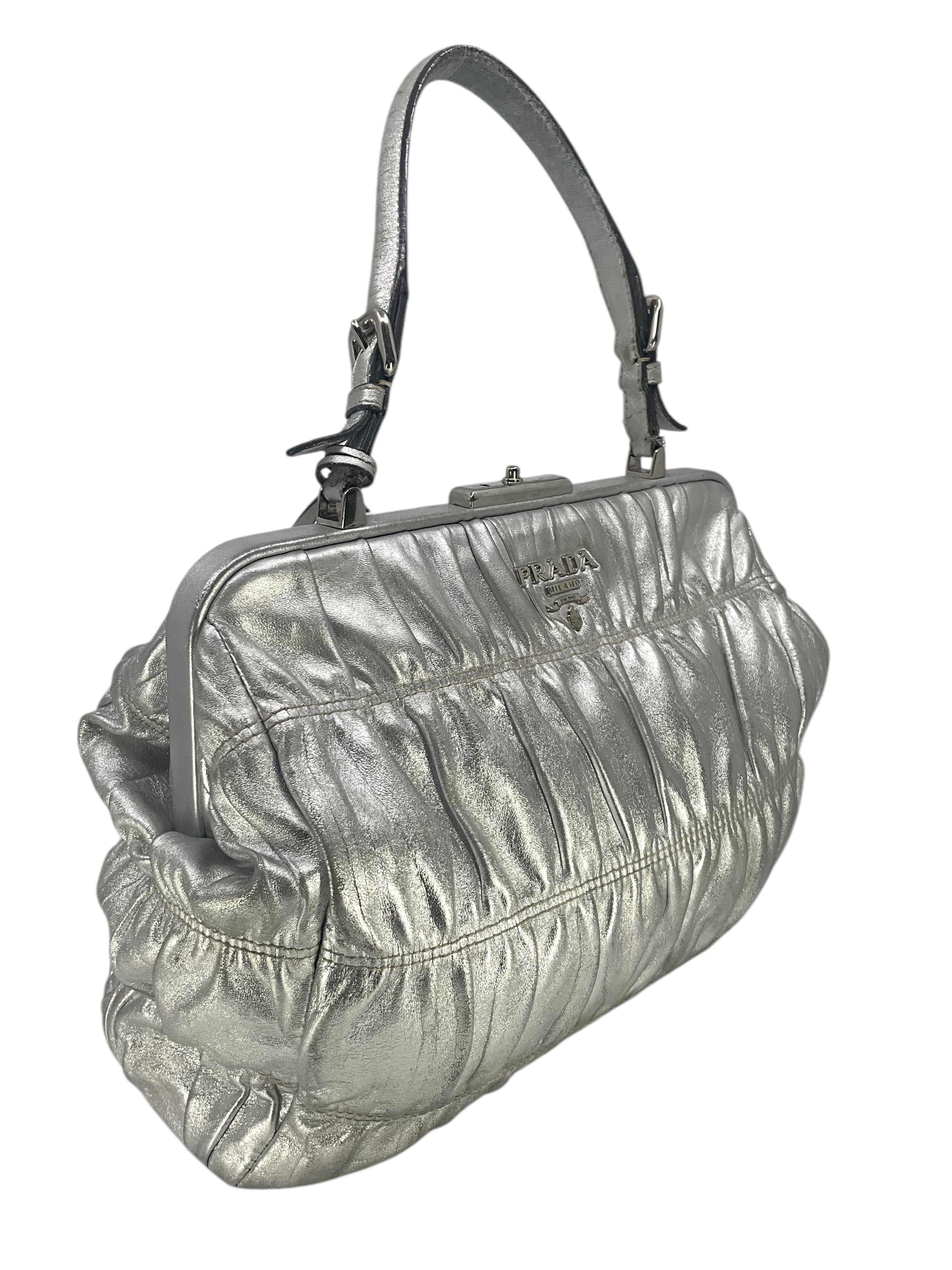 PRADA Gaufre Nappa Leather Top Handle Bag for Women - Luxury Designer Handbag for Work, Evening & Special Occasions
