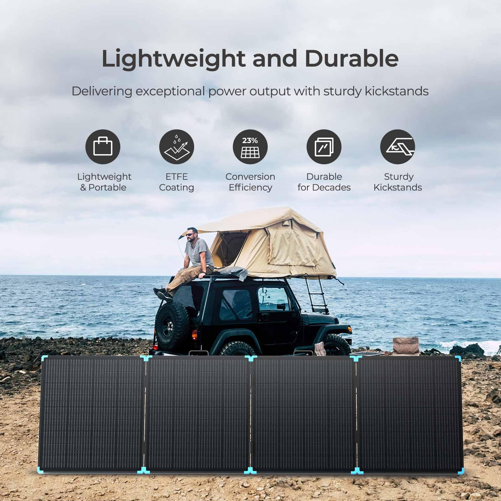 Renogy 400W Lightweight Portable Foldable Solar Panel Suitcase Kit - IP67 Waterproof for RV, Camping, Off-Grid Power, Hiking & Emergency Use - Easy Setup with Kickstand for Outdoor Adventures & Backup Energy
