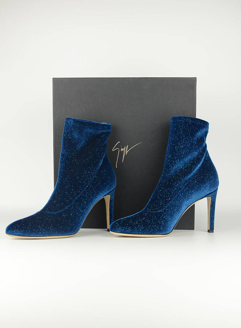 Zanotti Blue Petrol Lurex Tronchetti Boots - Size 36 | Stylish Winter Fashion for Women | Perfect for Parties & Night Out
