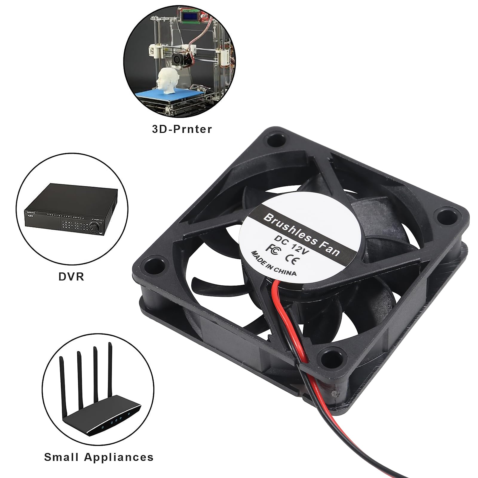 4PCS 60mm x 15mm DC 12V Brushless Cooling Fan - Quiet PC Computer Case Cooler, Radiator & Ventilation Fan - Perfect for Gaming PC, Server, Cabinet & Electronic Device Cooling
