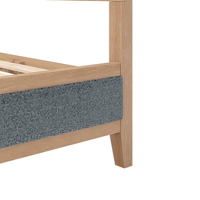 Sabina Upholstered Platform Bed with Adjustable Headboard - Solid Wood Frame Queen Size Bed - Perfect for Modern Bedroom, Guest Room & Master Suite