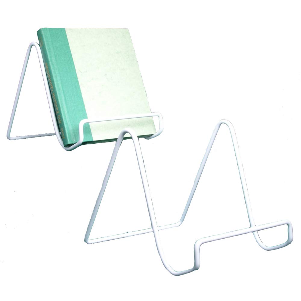BANBERRY DESIGNS White Wire Easel Plate Display Holder - Set of 2 - 6 Inch Sturdy Metal Stands for Artwork, Photos, and Decorative Plates - Perfect for Home, Office, and Gallery Displays