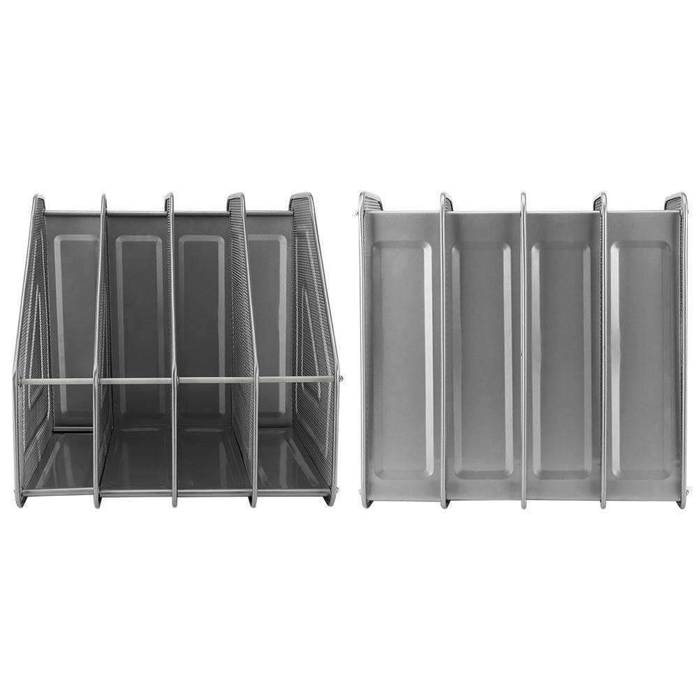 Ruining 4-Compartment Magazine File Organizer - Modern Silver Document Sorter for Files, Magazines & Papers | Perfect for Office, Home & School Organization