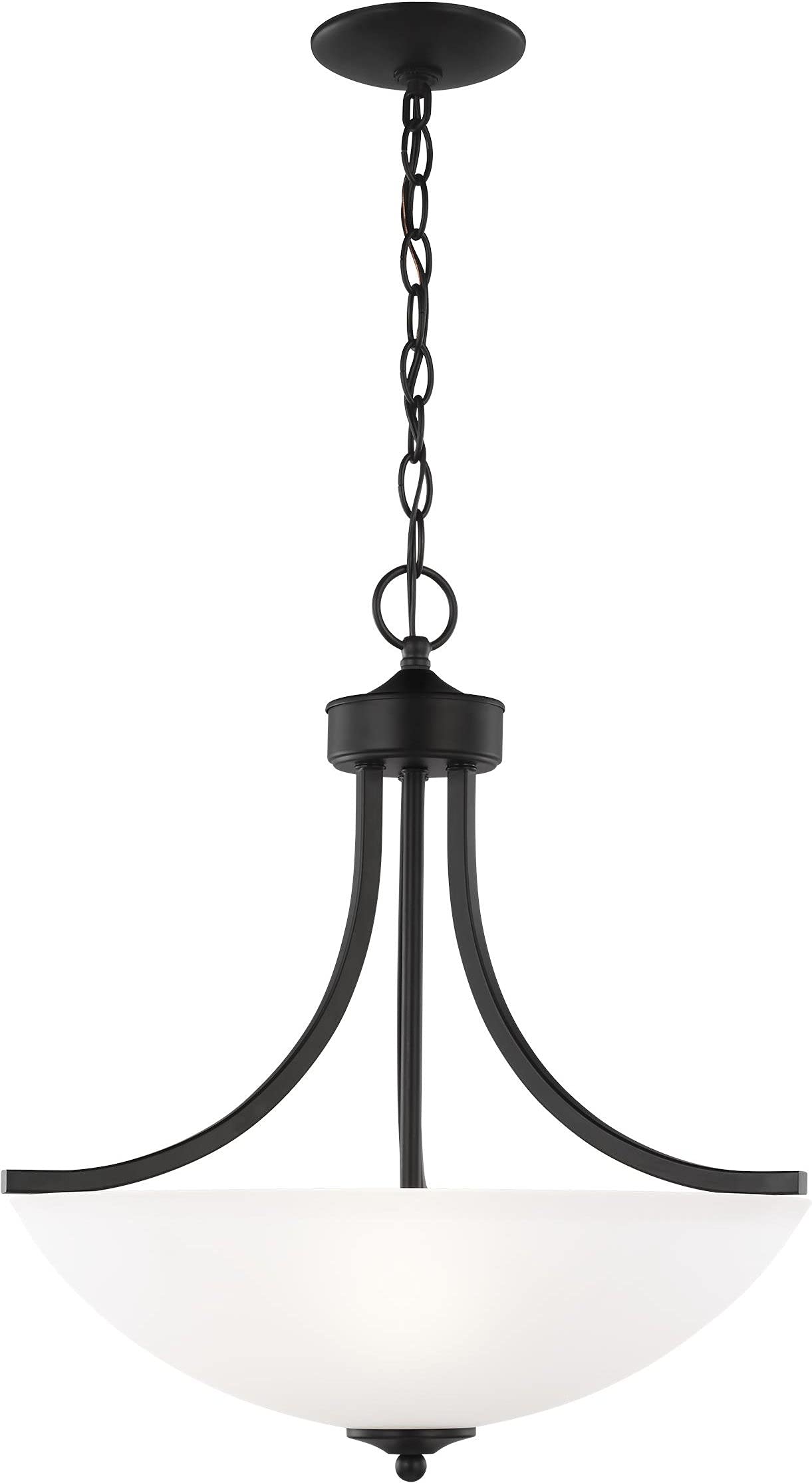 Generation Lighting 6616503EN3-112 Geary Modern 3-Light Pendant Fixture in Midnight Black - Perfect for Kitchen Island, Dining Room, and Entryway Lighting